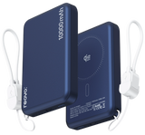 Powerbank 10.000 mAh - 25W draadloos opladen - Q2.2 - Geschikt voor MagSafe - Usb c kabel - Powerbanks - Magnetisch opladen - Snellader - Noodpakket - Draadloos opladen - Met USB-C Poort - Blauw