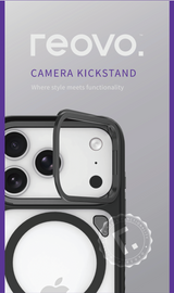 Reovo - Hoesje Geschikt voor iPhone 17 Air - Camera standaard - Geschikt voor MagSafe - Transparant - anti-val technologie