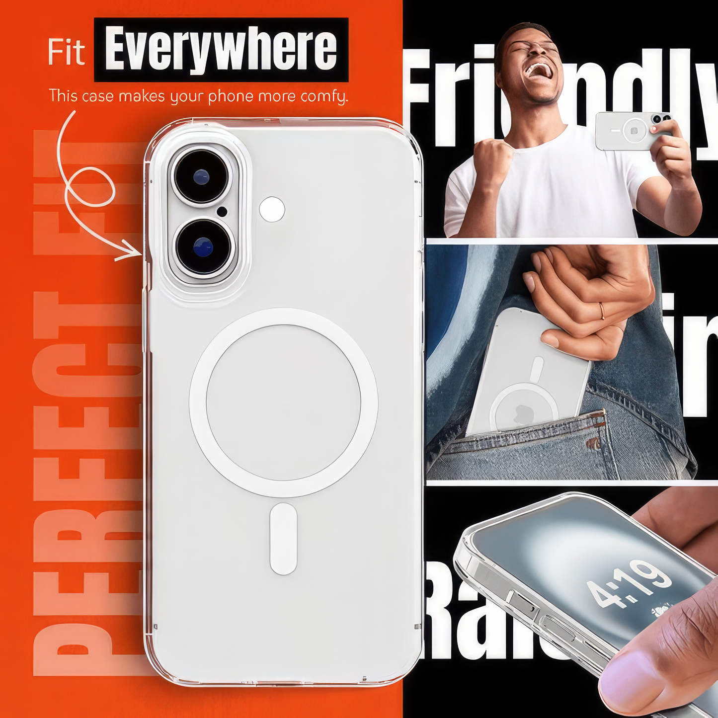 My Case Transparant MagSafe Hoesje voor iPhone 16e – Slank, Sterk & MagSafe-Klaar