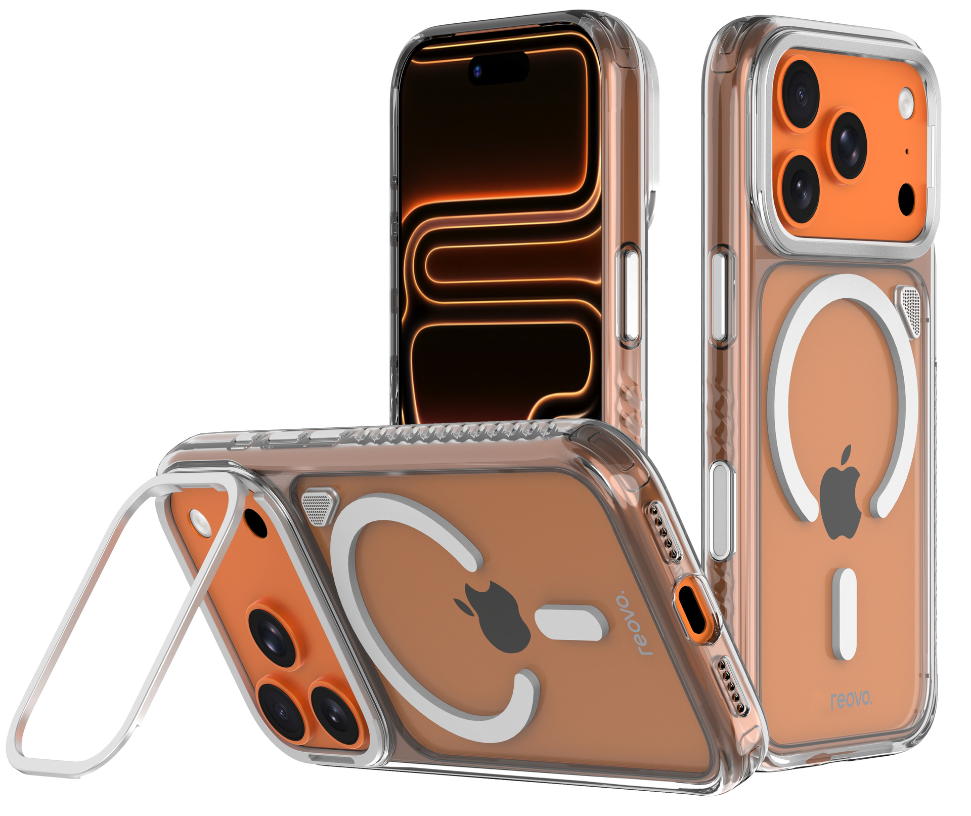 Reovo - Hoesje Geschikt voor iPhone 17 Pro Max - Camera standaard - Geschikt voor MagSafe - Transparant - anti-val technologie