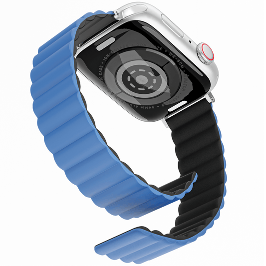 Omkeerbaar Siliconen Smartwatch Bandje – Blauw/Zwart – Met Krachtige Magnetische Sluiting (Apple Watch Compatibel) - mijnhoesjesOmkeerbaar Siliconen Smartwatch Bandje – Blauw/Zwart – Met Krachtige Magnetische Sluiting (Apple Watch Compatibel)
